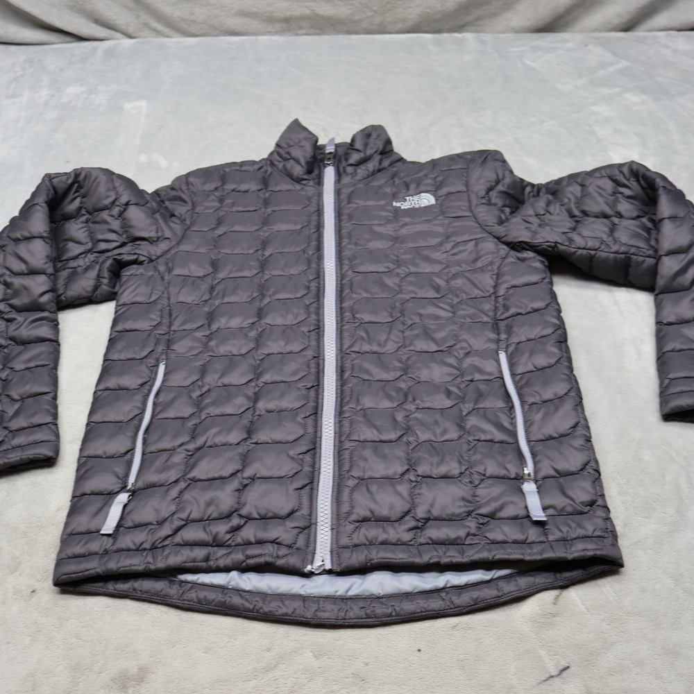 North Face Jacket Boys Medium 10/12 Grey Thermoball Insulated Light Puffer Warm